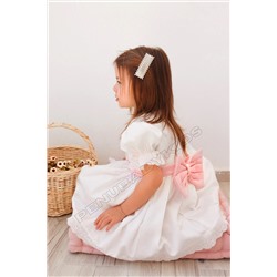 penu baby kids Beyaz Pembe Fiyonklu Kısa Kol Elbise Kız Bebek Elbise - Candy TYC00439092336