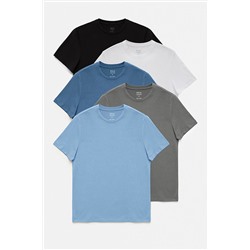 Avva Erkek 5'li %100 Pamuk Bisiklet Yaka Standart Fit Normal Kesim T-shirt E001021