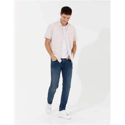 Bej Regular Fit Kısa Kollu Gömlek