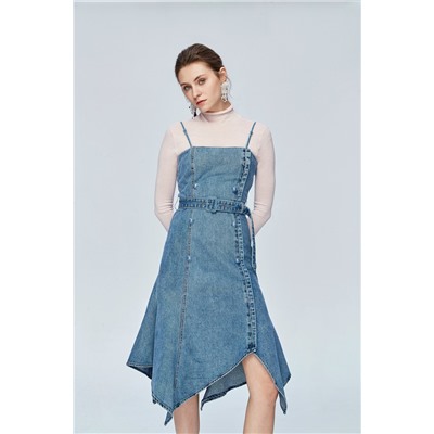 Vestido vaquero asimétrico Azul