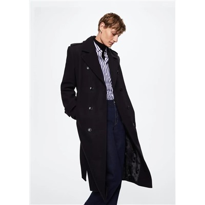 Trench lana virgen oversize -  Mujer | MANGO OUTLET Melilla