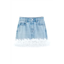 Falda recta vaquera Azul