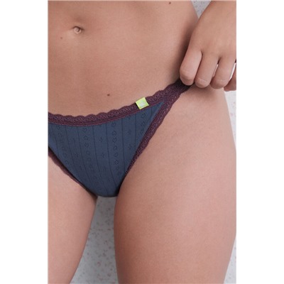 Braga brasileña seamless pointelle azul
