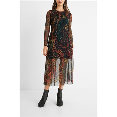 Vestido slim midi mariposas