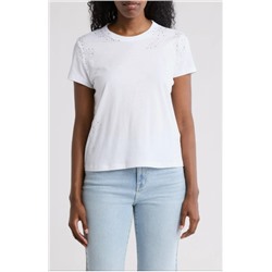 Scattered Rhinestone Cotton T-Shirt DKNY Jeans