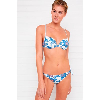 Braguita de biquini estilo brasileña Daisy Blanco y azul