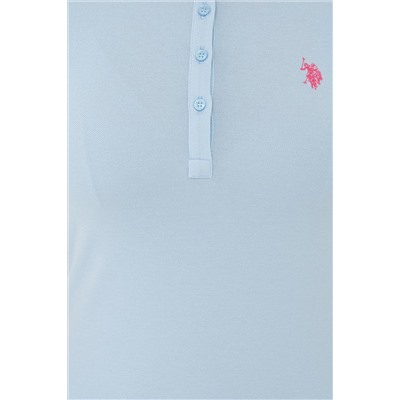 Kadın Açık Mavi Basic Polo Yaka Tişört