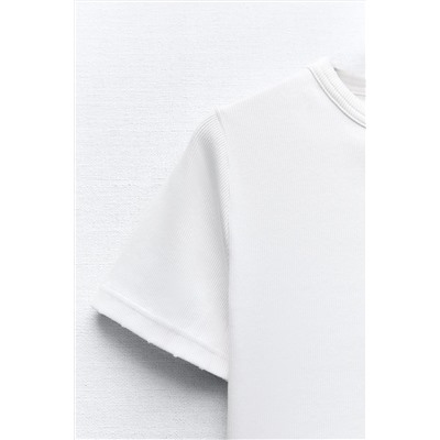 FADED-EFFECT RIBBED CROP TOP