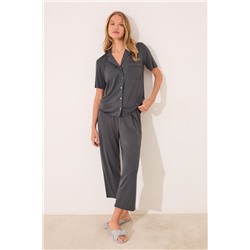 Pijama camisero Capri viscosa gris