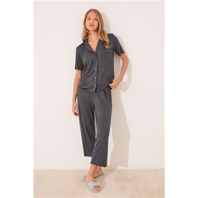 Pijama camisero Capri viscosa gris