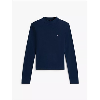 Mockneck Stretch Knit Top