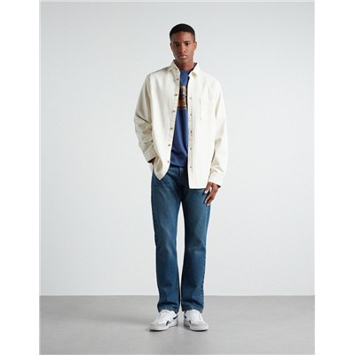 Pocket Denim Shirt, Men, Beige