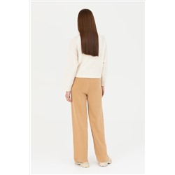 Kadın Kum Melanj Loose Fit Triko Pantolon