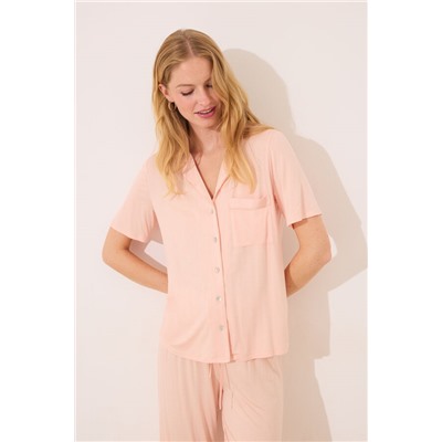 Pijama camisero viscosa naranja