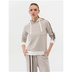 Krem Kapüşonlu Sweatshirt