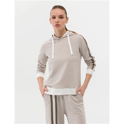 Krem Kapüşonlu Sweatshirt