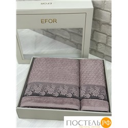 T1151/SM04 Набро полотенец EFOR из 2-х предметов (50*90.70*140) модель ROZALINA (кофейный) KOFE