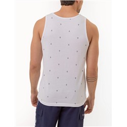 ALL OVER ANCHOR PRINT JERSEY MUSCLE TANK