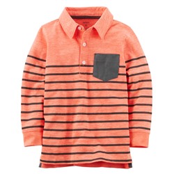 Long-Sleeve Striped Polo