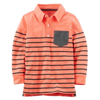 Long-Sleeve Striped Polo