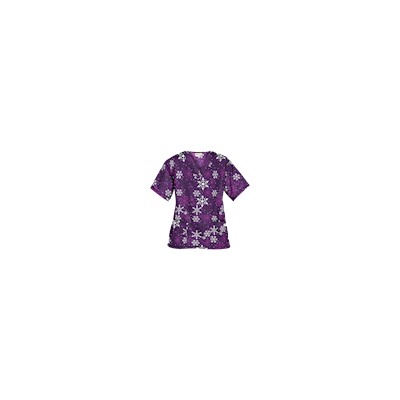 UA Sassy Snowflakes Eggplant Print Scrub Top