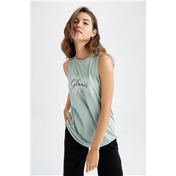 Defacto Regular Fit Bisiklet Yaka Varak Slogan Baskılı Atlet X6956AZ22SM