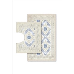 Bluenity Lillium Doğal Pamuklu 2'li Banyo Kilim Seti 50x80+45x50 Cm - Mavi 101.200.01.006.05.04