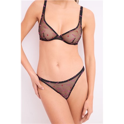 Tanga tul negro bordado