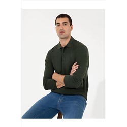 Pierre Cardin Koyu Yesil Slim Fit Fit Polo Yaka Sweatshirt TYC00568787173