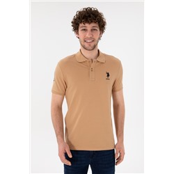 Erkek Slim Fit Polo Yaka Camel Basic Tişört