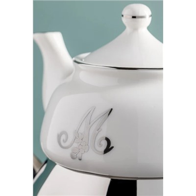 Matera Çaydanlık Takımı - 400 ml - 1000 ml - Beyaz/Platin