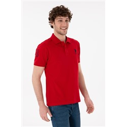 Erkek Slim Fit Polo Yaka Kırmızı Basic Tişört
