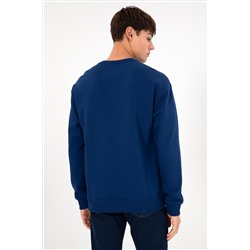 Erkek İndigo Basic Sweatshirt
