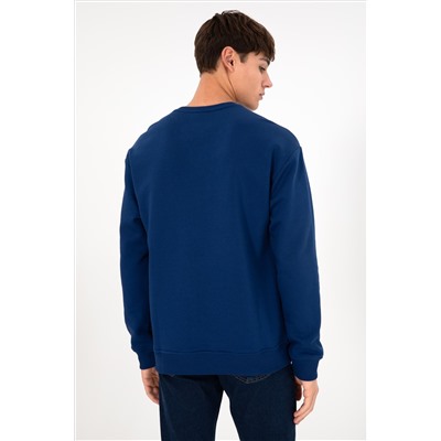 Erkek İndigo Basic Sweatshirt
