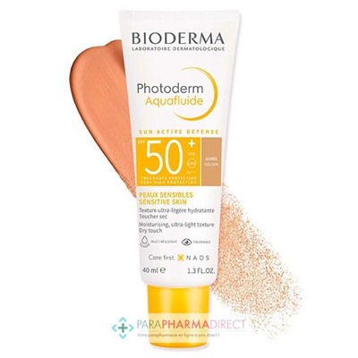 Bioderma Photoderm Aquafluide SPF50+ - Teinte Dorée - Peaux Sensibles 40ml