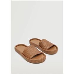 Sandalia trenzada piel -  Mujer | MANGO OUTLET Melilla