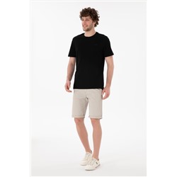 Erkek Regular Fit Bisiklet Yaka Siyah Basic Tişört