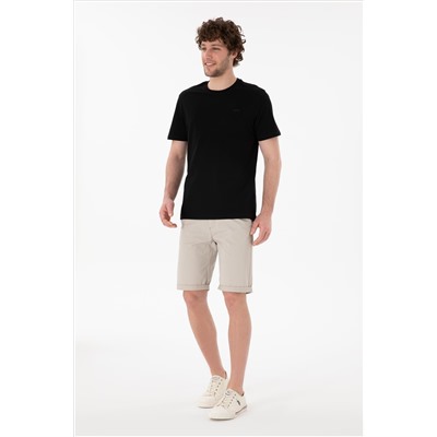 Erkek Regular Fit Bisiklet Yaka Siyah Basic Tişört