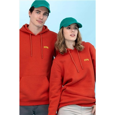 Kiremit Kapüşonlu Basic Sweatshirt