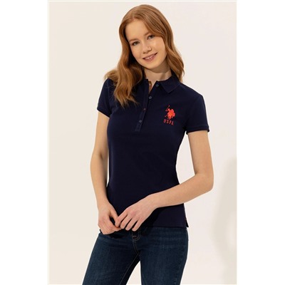 Kadın Lacivert Basic Polo Yaka Tişört