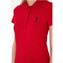 Kadın Kırmızı Basic Polo Yaka Tişört