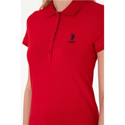 Kadın Kırmızı Basic Polo Yaka Tişört