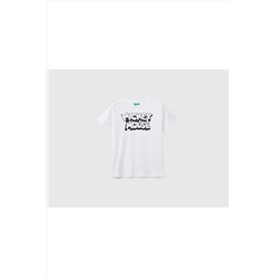 United Colors of BenettonErkek Çocuk Beyaz Mickey Mouse Baskılı T-shirt Beyaz