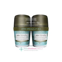 Sanoflore Déodorant Bille 48h Mentha 2x50mlLot  × 2