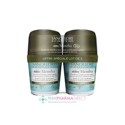 Sanoflore Déodorant Bille 48h Mentha 2x50mlLot  × 2