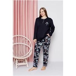 AHENGİM Kadın Pijama Takımı Büyük Beden Şal Desenli Battal Pamuklu Mevsimlik W40022286 1-2-10001227