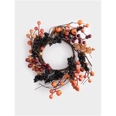 Венок декоративный, 13/28 см, пенопласт/бумага, Ягоды, Bright pumpkin
