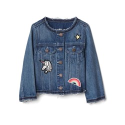 Graphic patches denim jacket.
