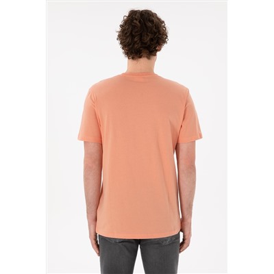 Erkek Regular Fit Bisiklet Yaka Somon Basic Tişört