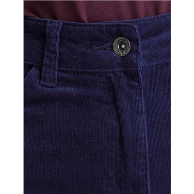 Укороченные эластичные брюки слим из микро вельвета